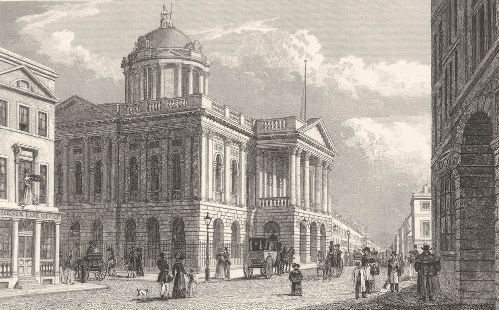LIVERPOOL. Town Hall. Busy St scene. Dog. Children. Families. (Pyne) 1831